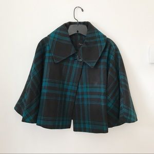 EXPRESS blue and black plaid cape